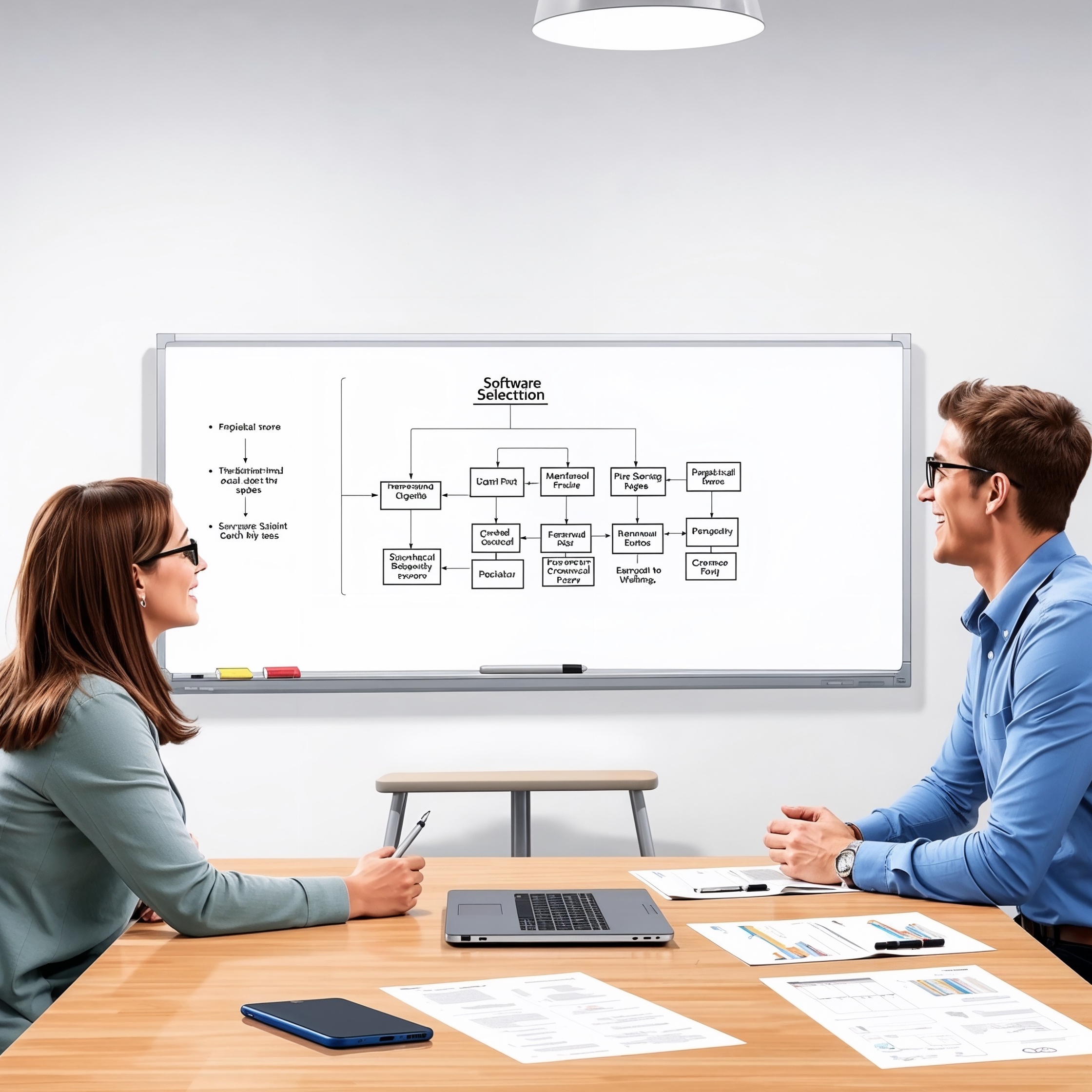 Stap-voor-stap software selectie proces visualisatie