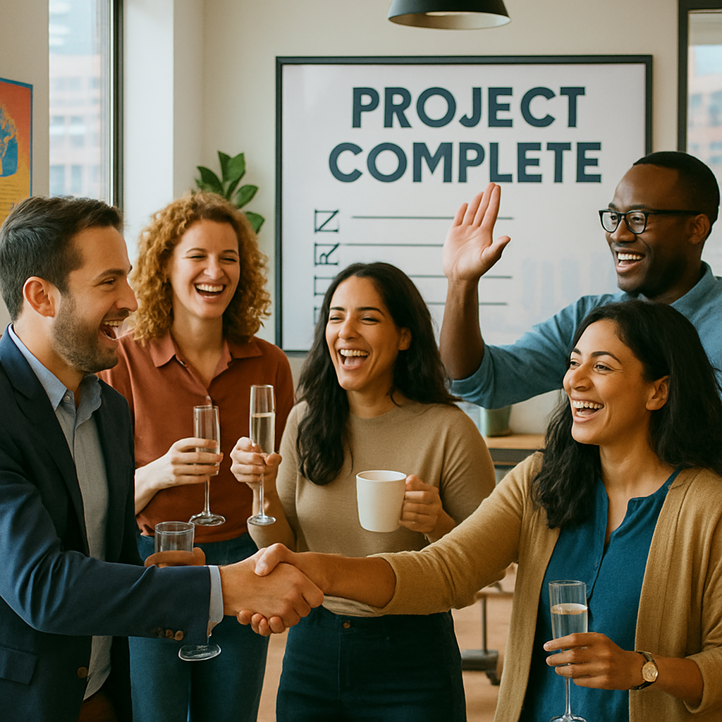 Succesvol team viert projectafronding